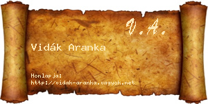 Vidák Aranka névjegykártya
